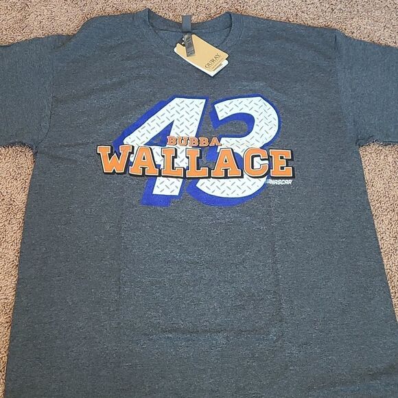 BUBBA WALLACE 43 NASCAR 10 Heathered Grey Tee Mens LG Unisex New - Picture 1 of 3